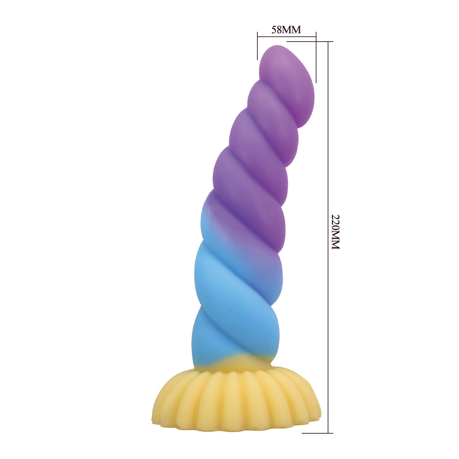 Dildo Unicorn Rippled Monster – 22 cm, silikon, przyssawka — zdjęcie 8