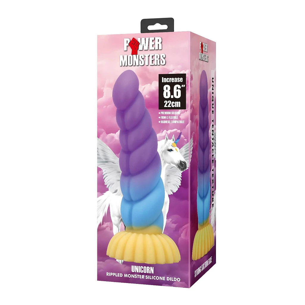 Dildo Unicorn Rippled Monster – 22 cm, silikon, przyssawka — zdjęcie 9