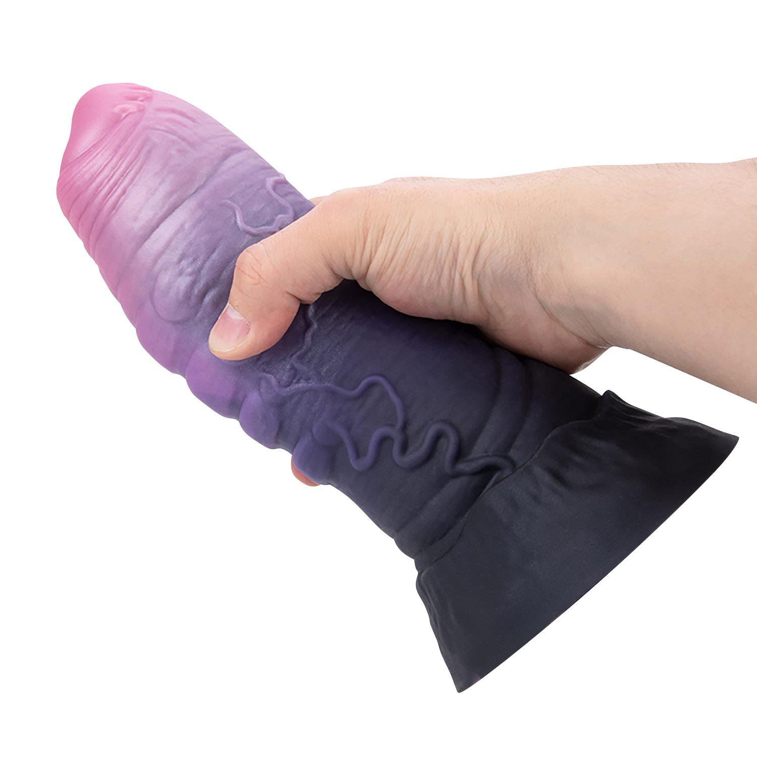 Dildo Dreadful Fiend – silikonowe, 24 cm, pofałdowana faktura — zdjęcie 6