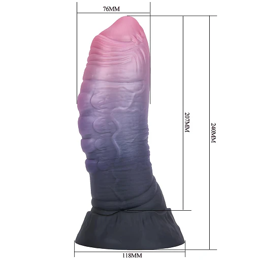 Dildo Dreadful Fiend – silikonowe, 24 cm, pofałdowana faktura — zdjęcie 7