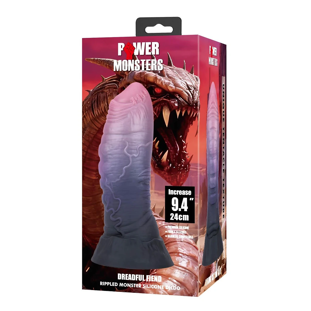 Dildo Dreadful Fiend – silikonowe, 24 cm, pofałdowana faktura — zdjęcie 8