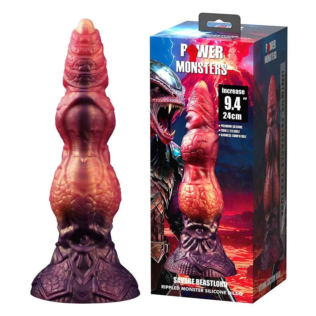 Dildo Savage Beastlord – 24 cm, silikon, falowana faktura