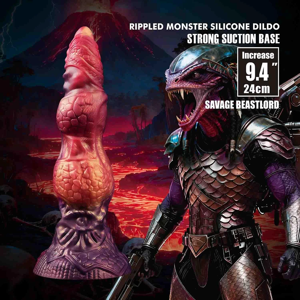 Dildo Savage Beastlord – 24 cm, silikon, falowana faktura — zdjęcie 2