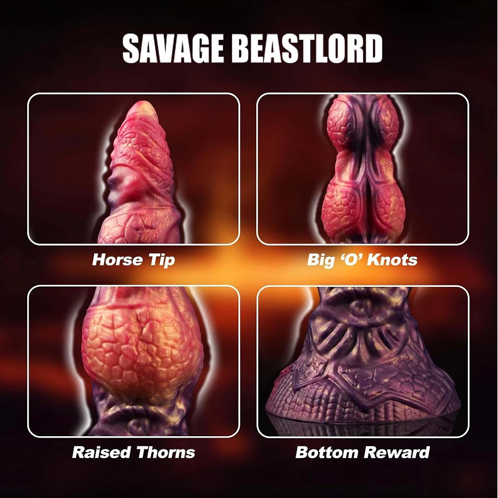 Dildo Savage Beastlord – 24 cm, silikon, falowana faktura — zdjęcie 5