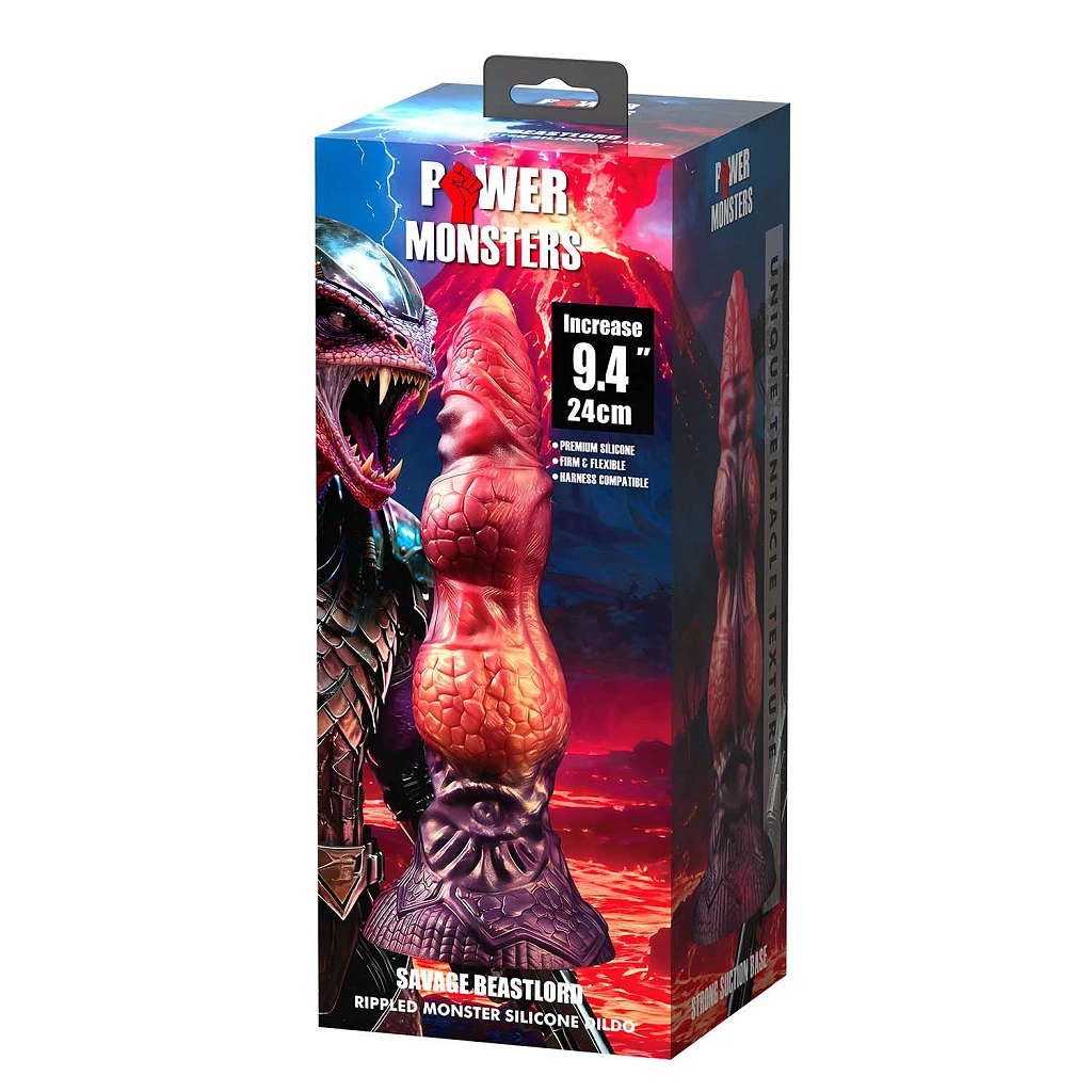 Dildo Savage Beastlord – 24 cm, silikon, falowana faktura — zdjęcie 8