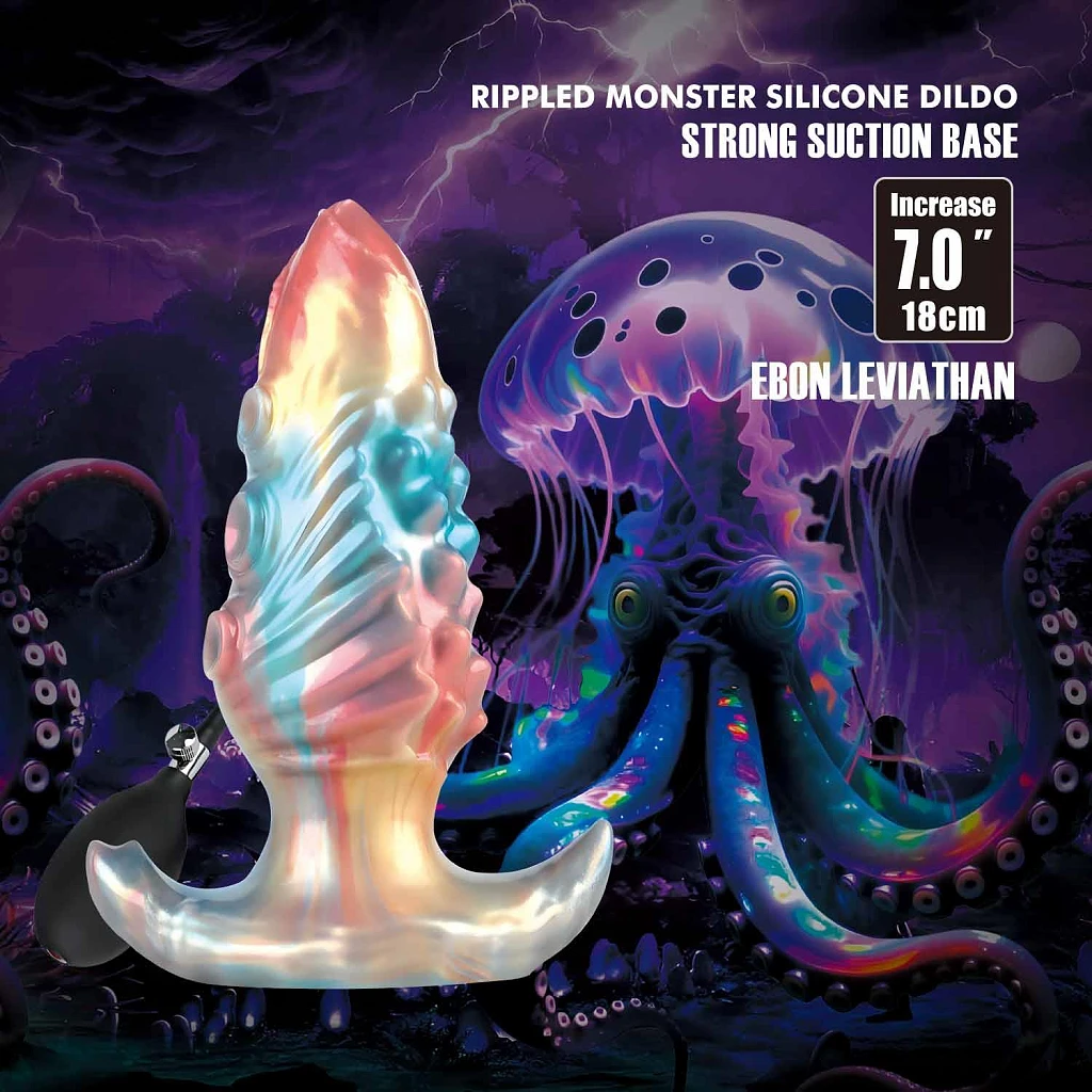 Nadmuchiwany korek analny Ebon Leviathan – XL, teksturowany — zdjęcie 2