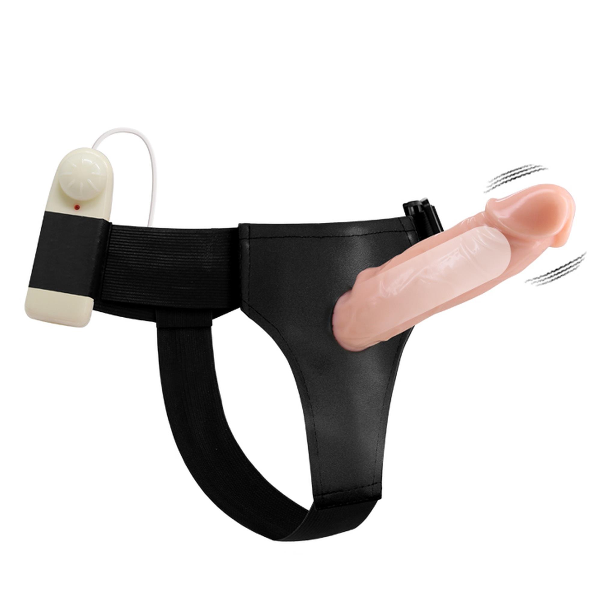 Strap on z wibracjami - realistyczne dildo, regulowana uprząż — zdjęcie 3
