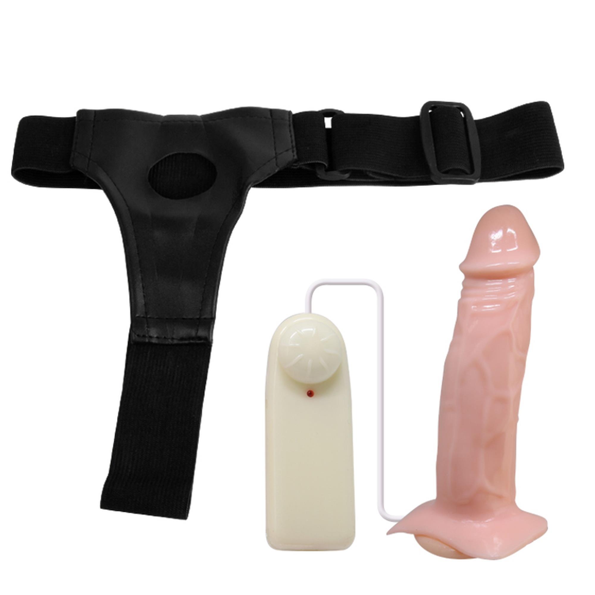 Strap on z wibracjami - realistyczne dildo, regulowana uprząż — zdjęcie 2