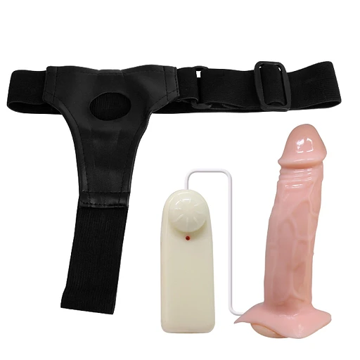 Strap on z wibracjami - realistyczne dildo, regulowana uprząż — zdjęcie 2