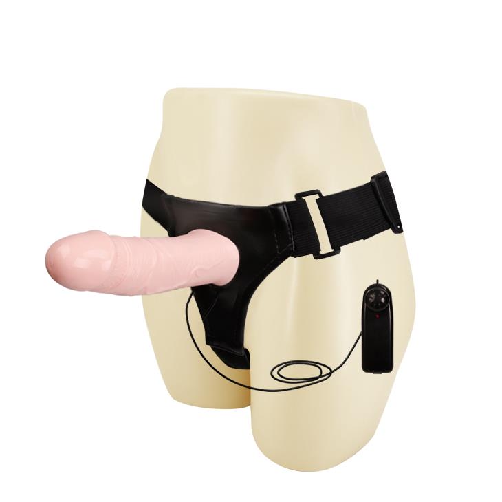 Proteza wydrążona strap-on z wibracjami - 17 cm, pilot — zdjęcie 5