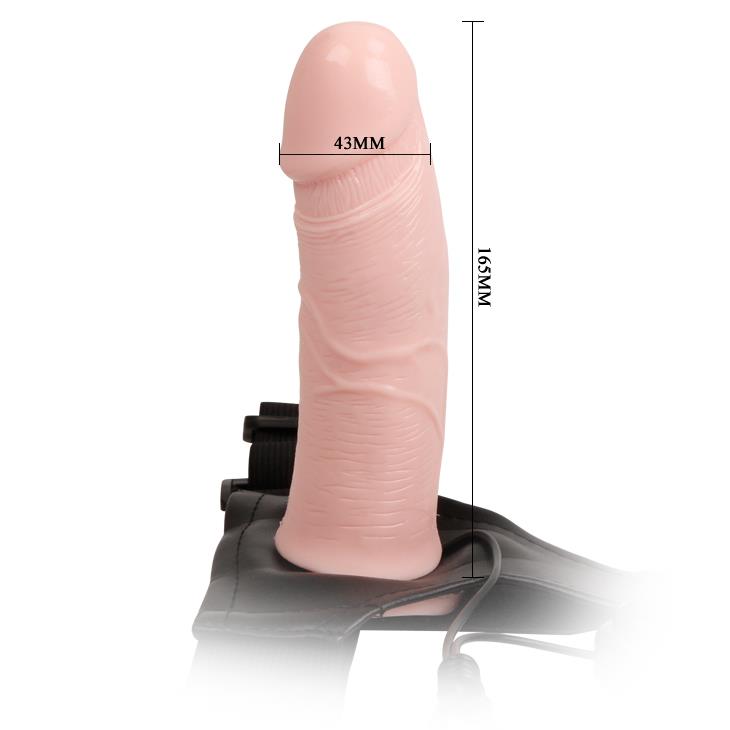 Proteza wydrążona strap-on z wibracjami - 17 cm, pilot — zdjęcie 4