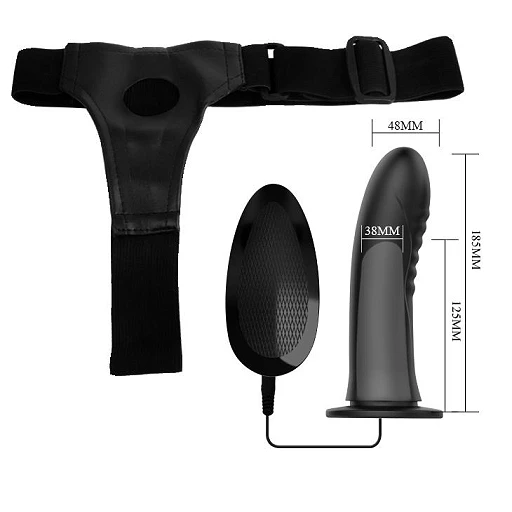 Strap-on Pretty Love Myron – wibracje, wydrążony trzon, 18,5 cm — zdjęcie 2