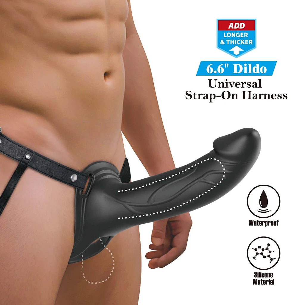 Zestaw strap-on Landon - regulowany, silikon — zdjęcie 3