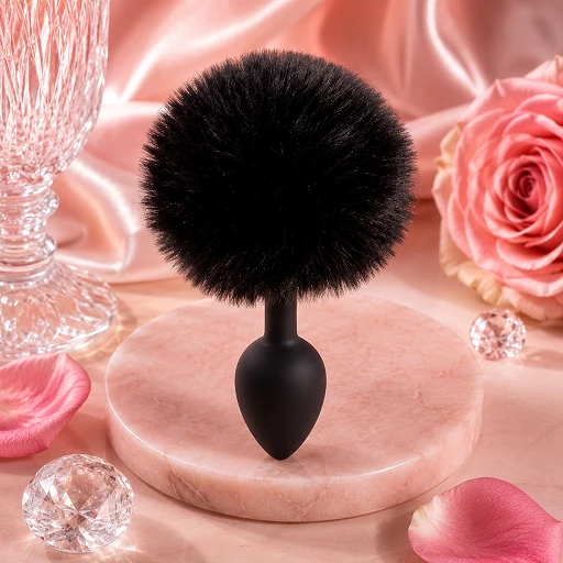 Korek analny Bunny Tail S - z ogonem czarny