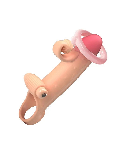 Nakładka wydłużająca na penisa z wibracją – TPE, 20 cm — zdjęcie 3