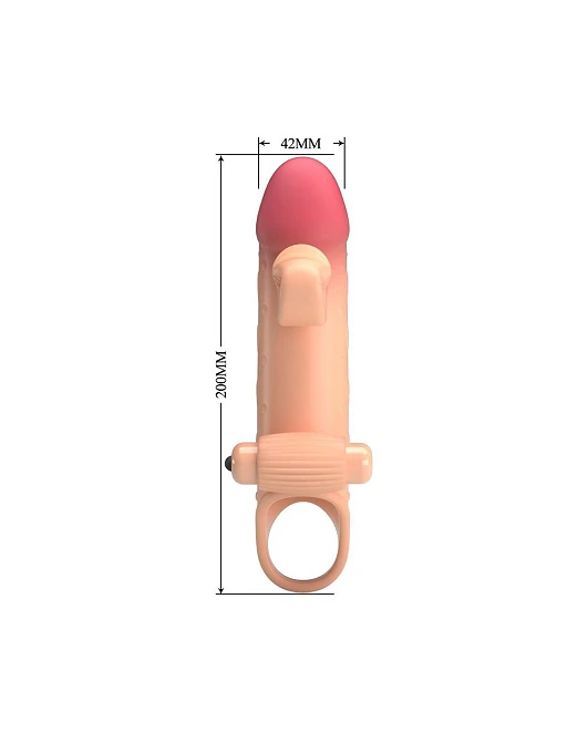 Nakładka wydłużająca na penisa z wibracją – TPE, 20 cm — zdjęcie 8