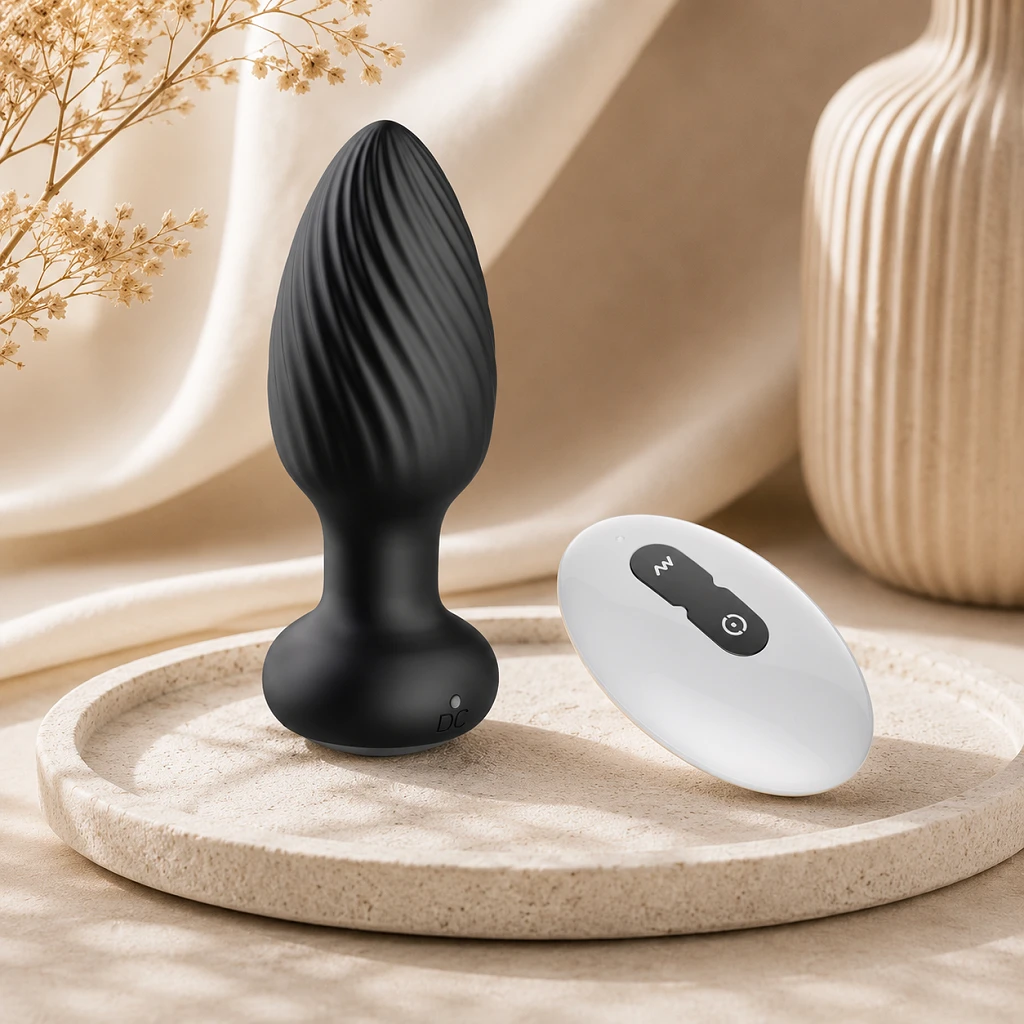 Plug analny Rotating M - silikon, z pilotem